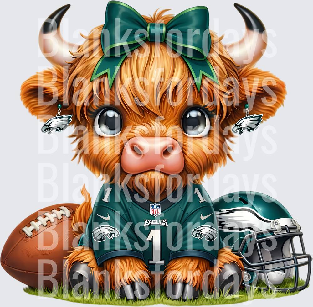 Cute Highland Cow Philadelphia Eagles Fan Football (DTF)