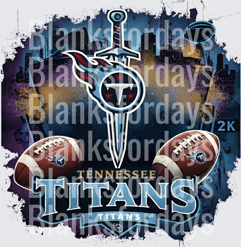 Tennessee Titans NFL Sword Logo Grunge Footballs Design (DTF)