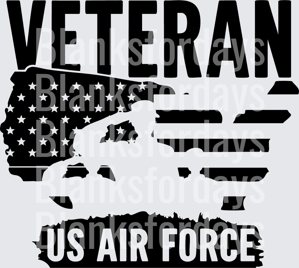 Veteran US Air Force Saluting Soldier American Flag (DTF)