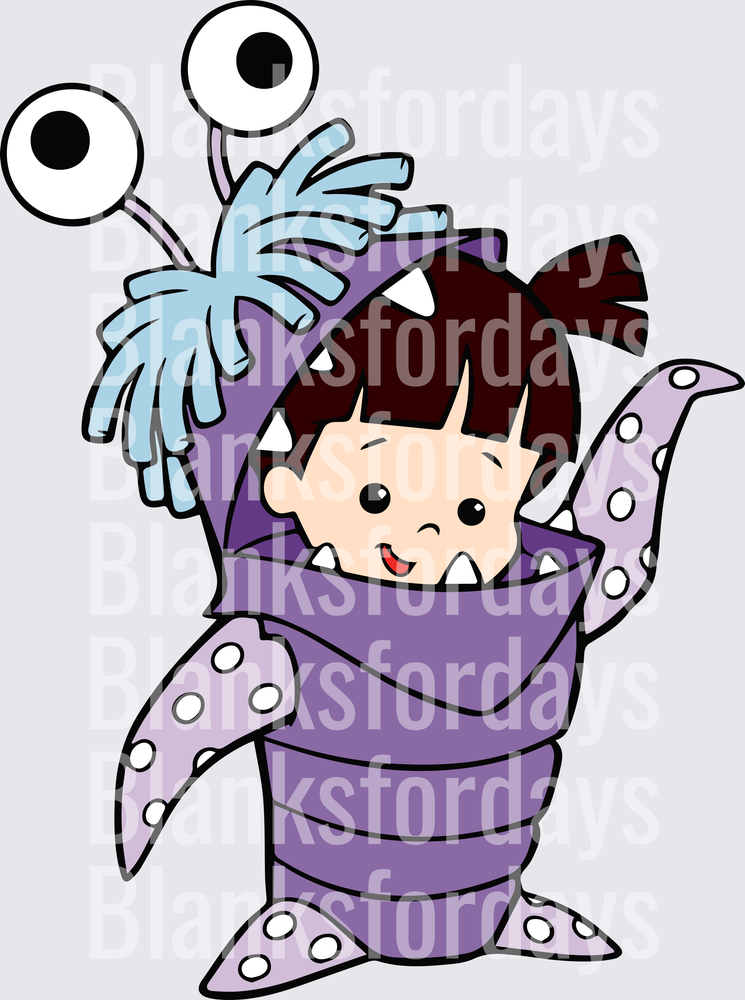 Boo in Monster Costume Monsters Inc Cute Cartoon Design (DTF)