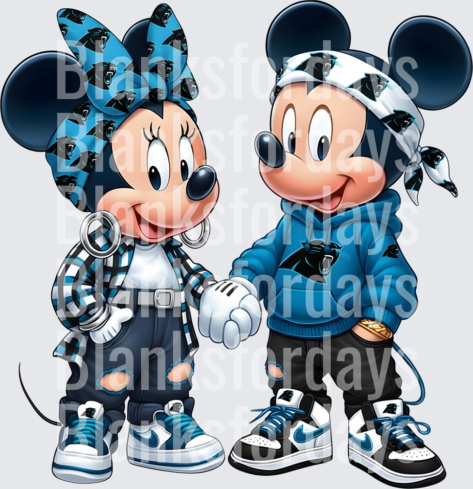 Mickey and Minnie Carolina Panthers Streetwear Couple (DTF)
