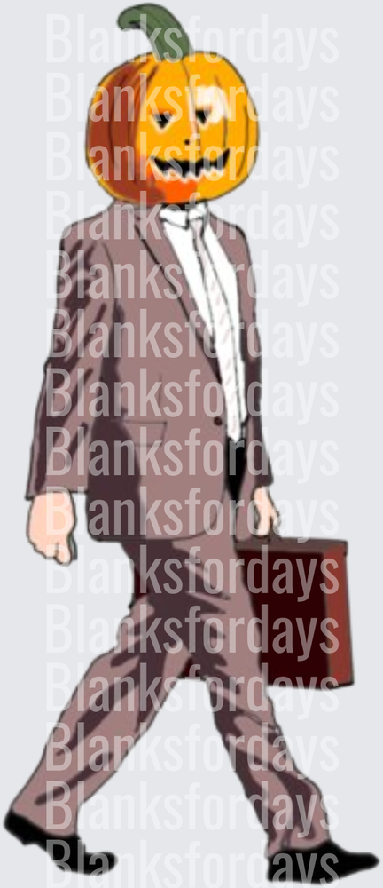 Jack-O-Lantern Head Business Man Walking with Briefcase (DTF)