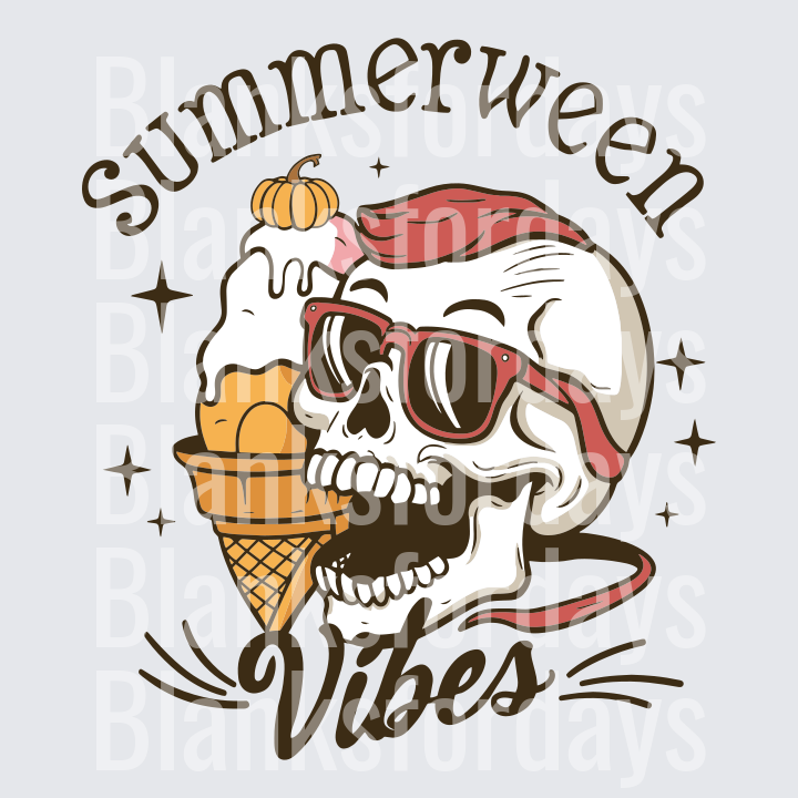 Summerween Vibes Retro Skull Ice Cream Pumpkin Top (DTF)