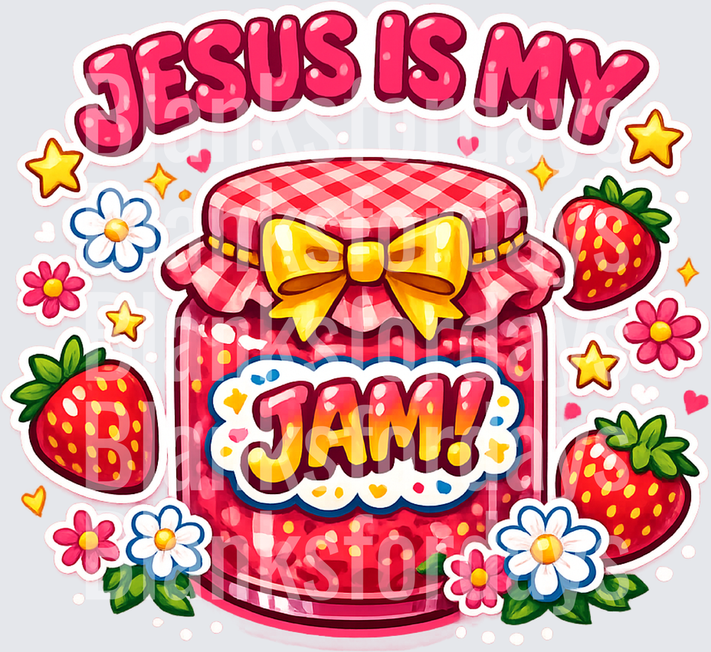 Jesus Is My Jam Strawberry Jar Christian Faith Design (DTF)