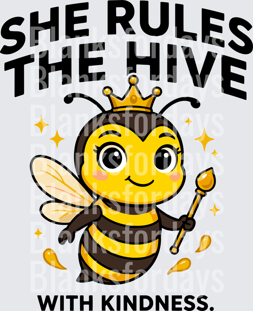 She Rules The Hive With Kindness Queen Bee Crown Scepter (DTF)