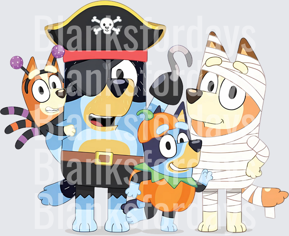 Bluey Family Halloween Costumes Pirate Mummy Pumpkin Bug (DTF)