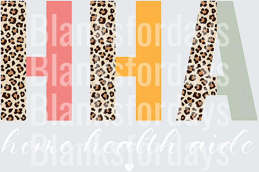 HHA Home Health Aide Leopard Print Bold Letters (DTF)