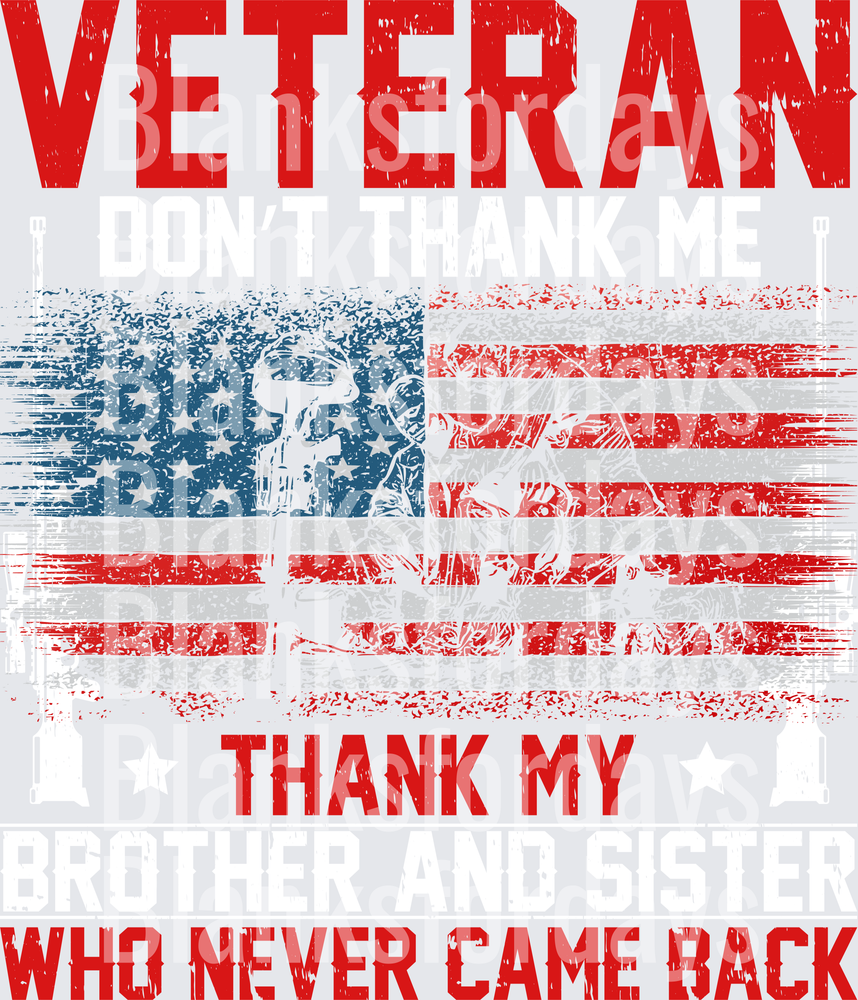Veteran Don't Thank Me Thank My Brother Sister American Flag (DTF)
