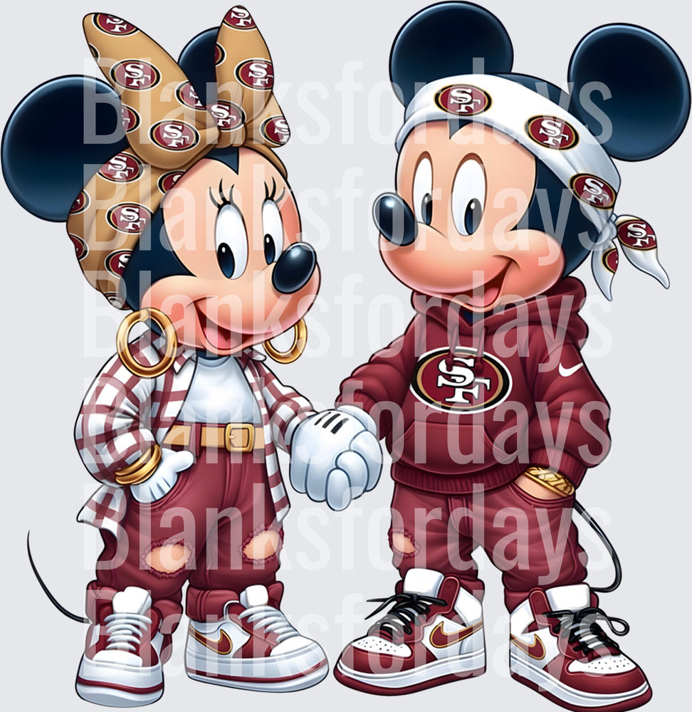 Mickey and Minnie Mouse San Francisco 49ers Fan Couple (DTF)