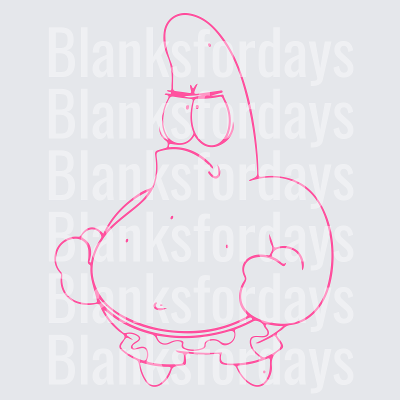 Patrick Star Flexing Muscles Pink Outline Design (DTF)