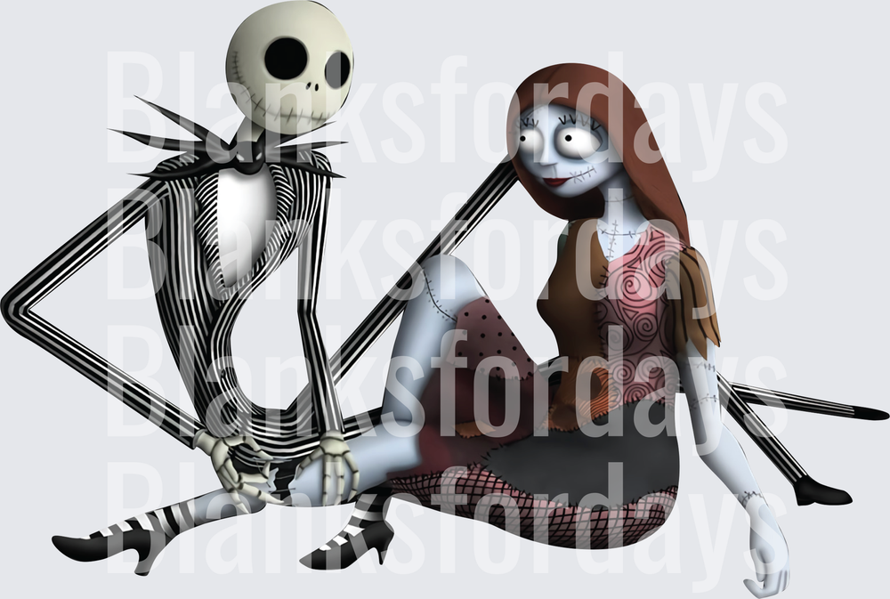 Jack Skellington and Sally Sitting Together Nightmare Before Christmas (DTF)