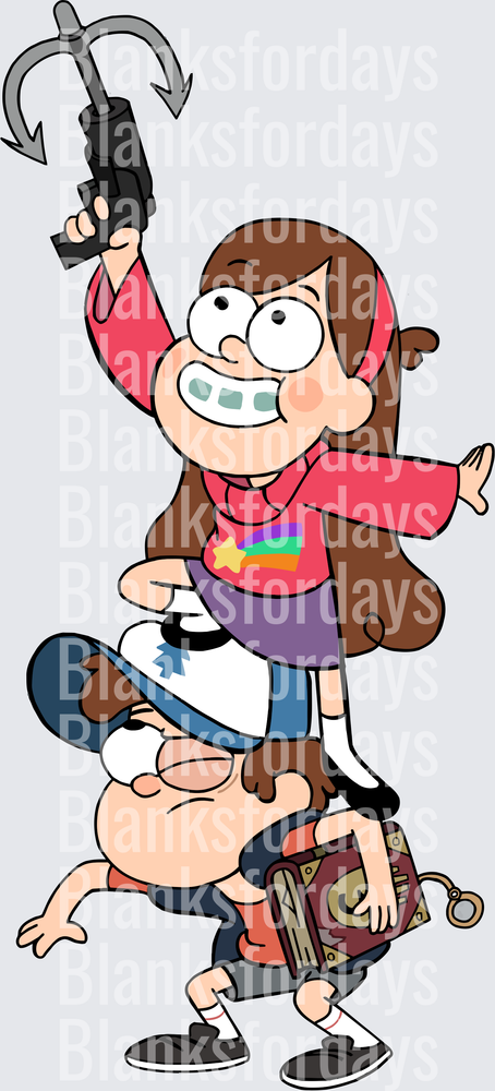 Mabel Riding Dipper Gravity Falls Siblings Stacked Pose (DTF)