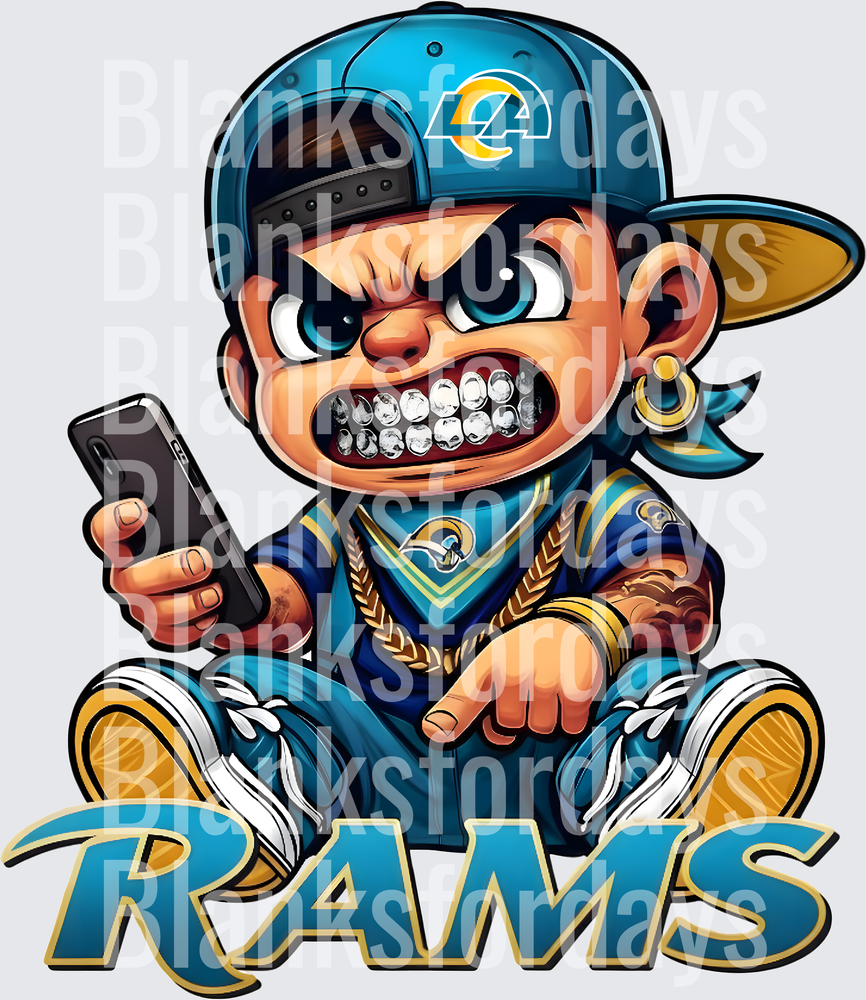 Los Angeles Rams Thug Baby Mascot Grillz Fan Design (DTF)