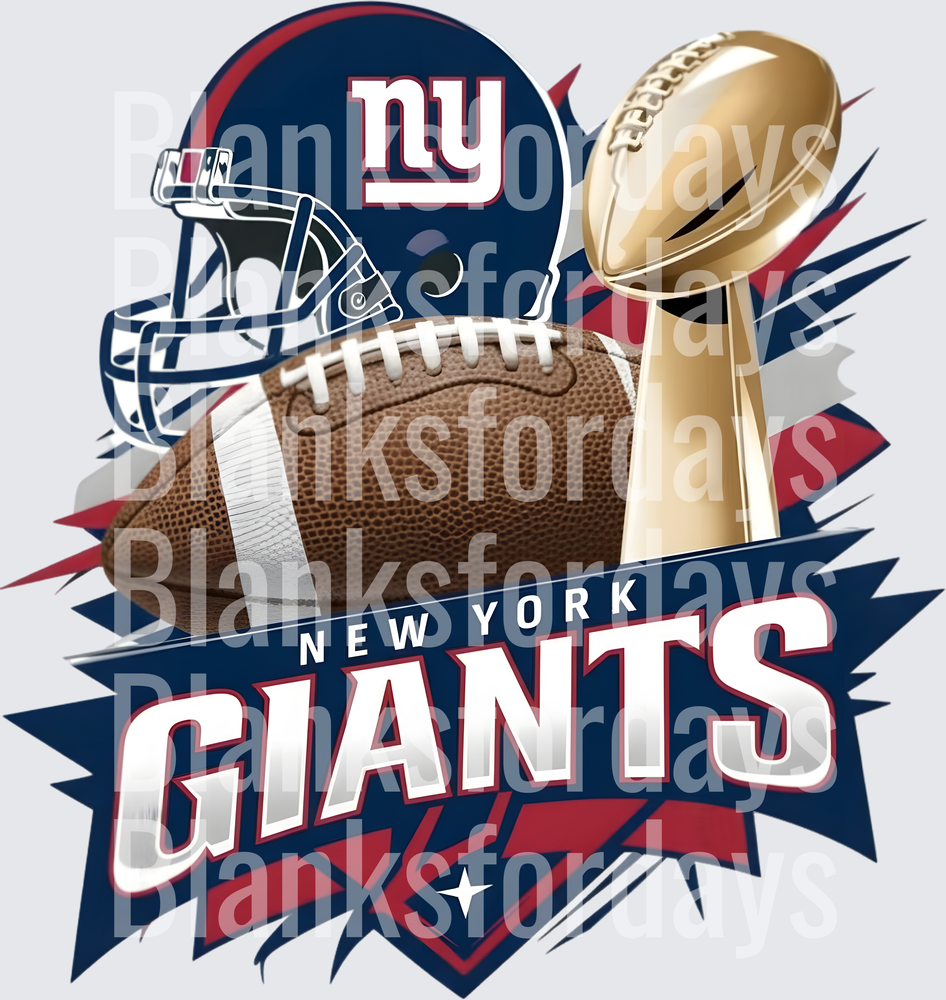 New York Giants NFL Football Helmet Trophy Logo Design (DTF)