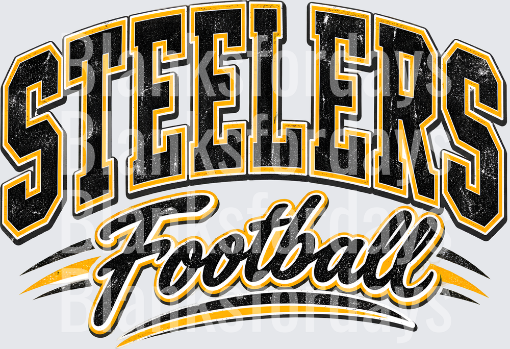 Steelers Football Distressed Vintage Bold Arch Lettering (DTF)