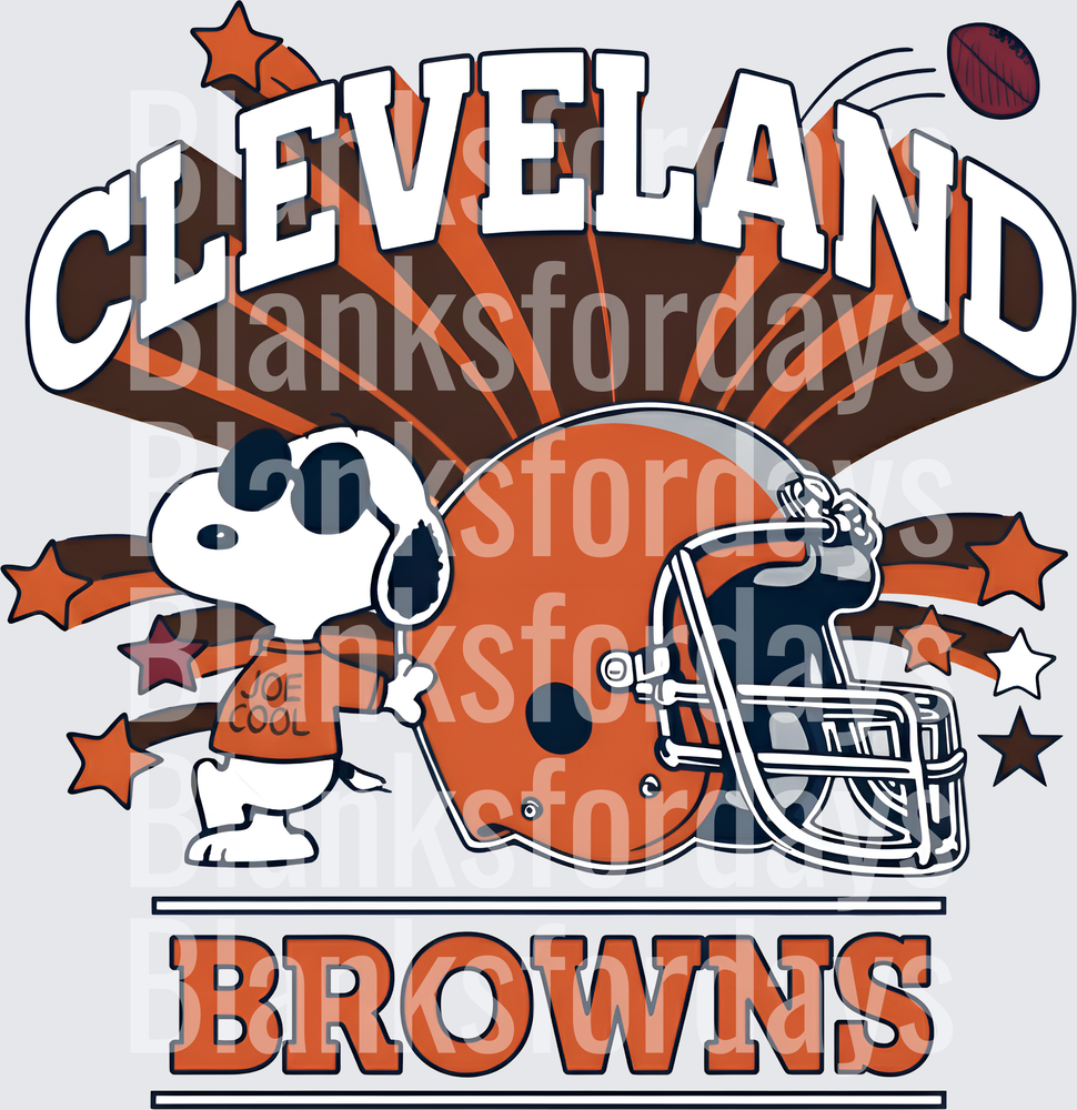 Snoopy Joe Cool Cleveland Browns Football Helmet Fan Design (DTF)