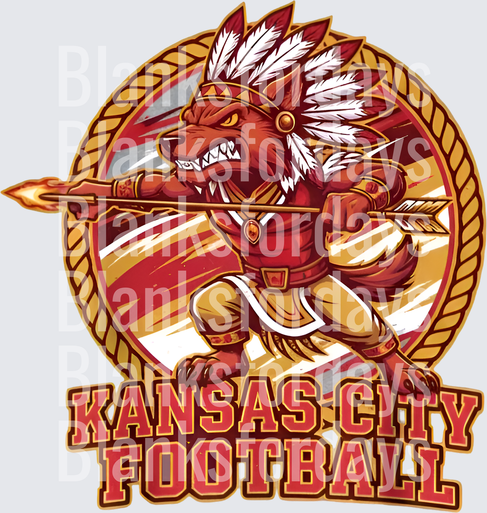 Kansas City Football Fierce Wolf Chief Spear Mascot (DTF)
