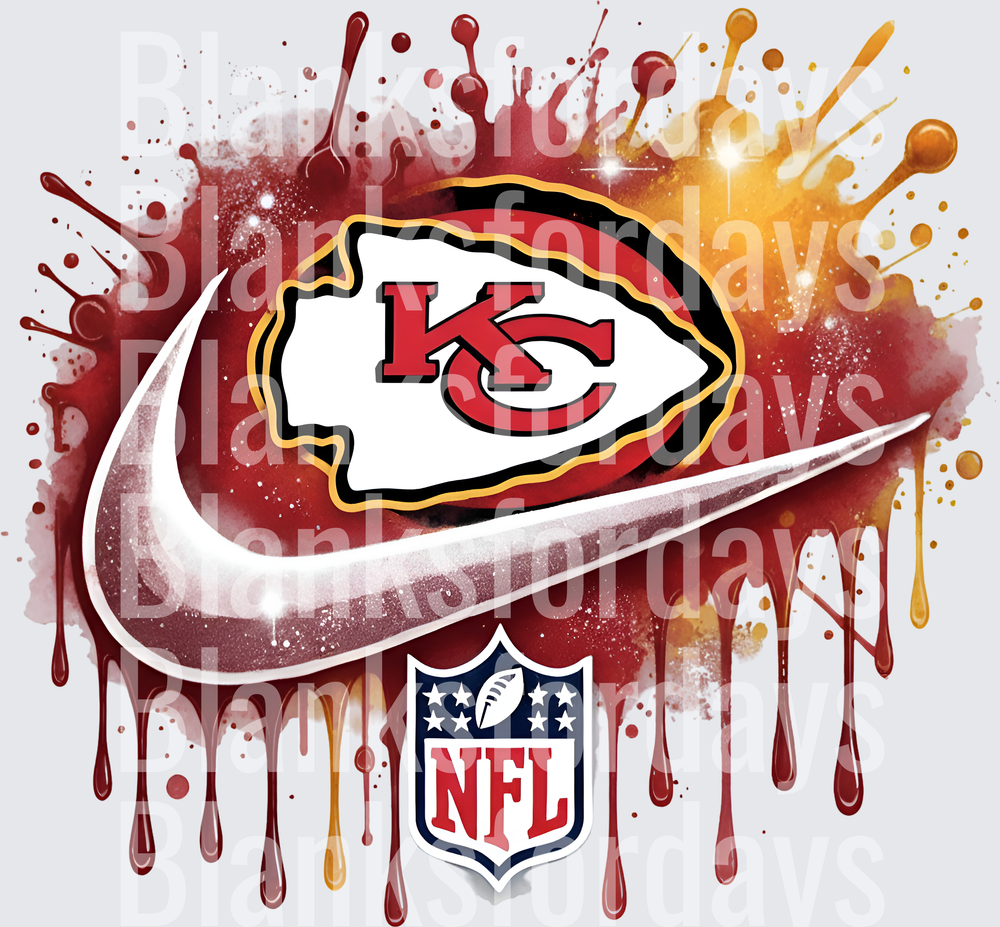 Kansas City Chiefs NFL Swoosh Paint Splash Logo Design (DTF)
