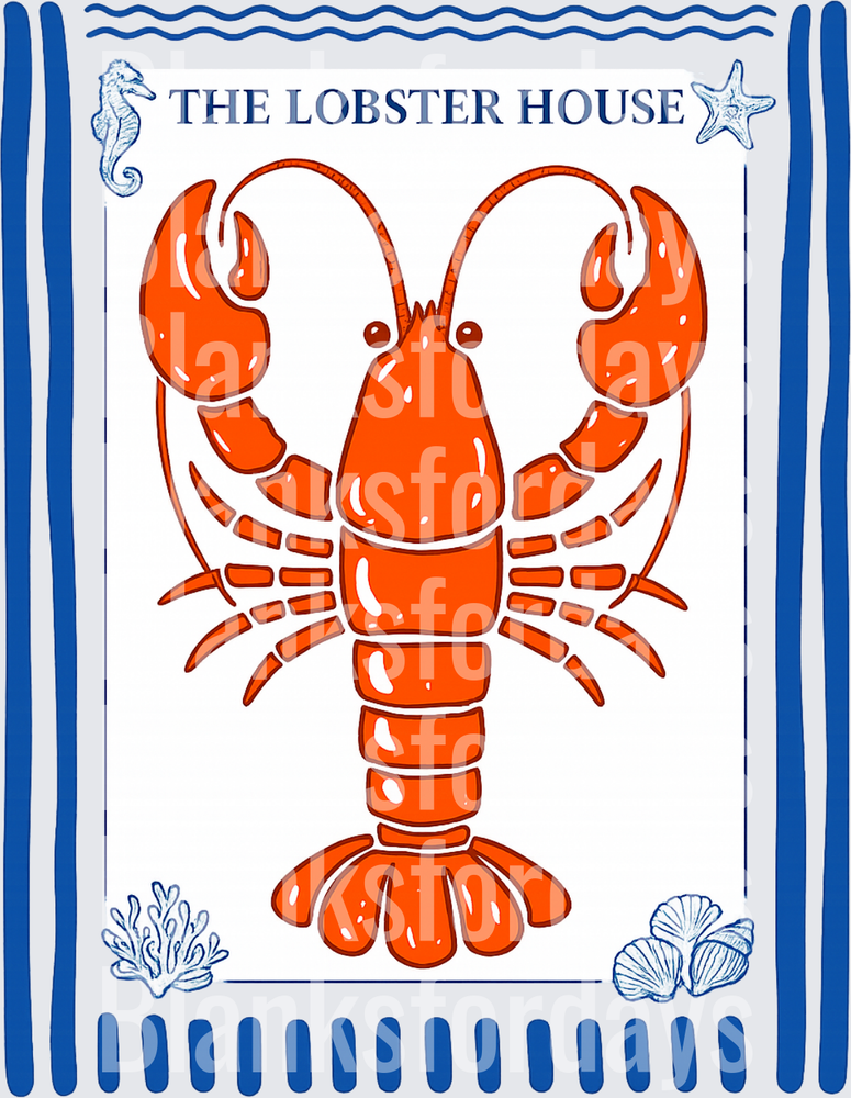 The Lobster House Nautical Sign with Red Lobster Ocean Theme (DTF)