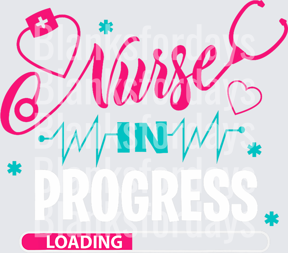 Nurse In Progress Loading Bar Stethoscope Heart EKG Design (DTF)