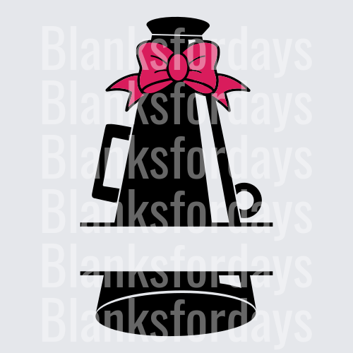 Cheer Megaphone Split Monogram with Pink Bow (DTF)