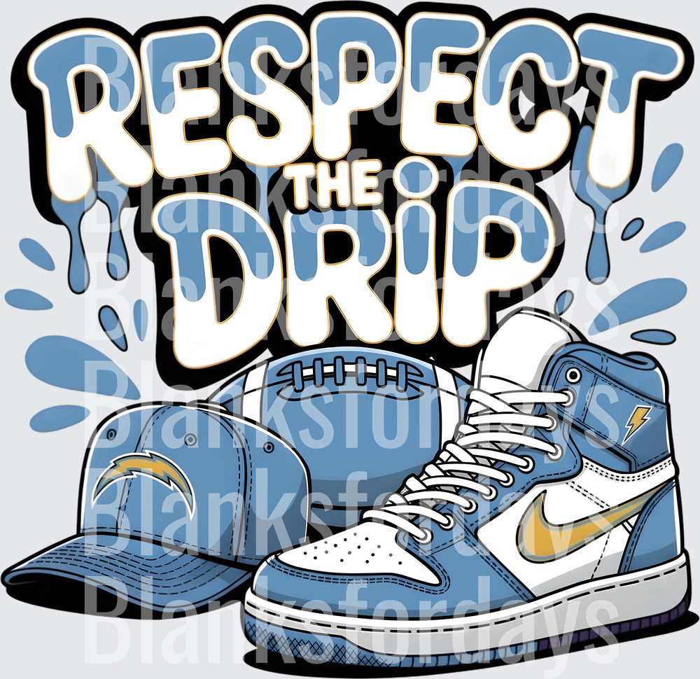 Respect The Drip Los Angeles Chargers Sneaker Hat Football (DTF)