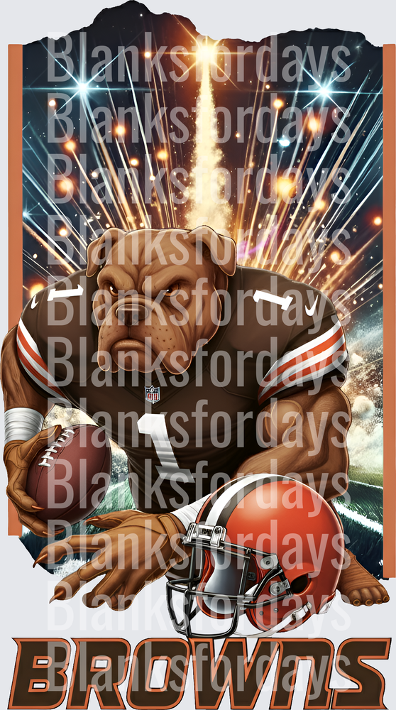 Cleveland Browns Bulldog Mascot Football Fireworks Explosion (DTF)