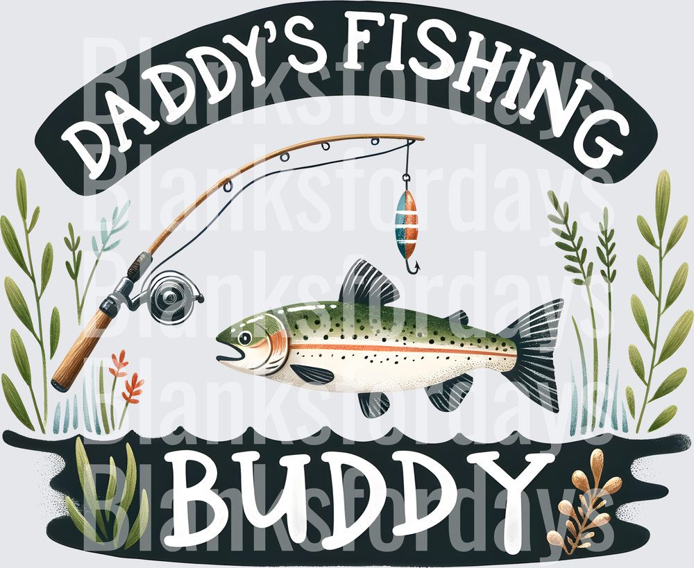 Daddy's Fishing Buddy Trout Rod Lure Watercolor Design (DTF)