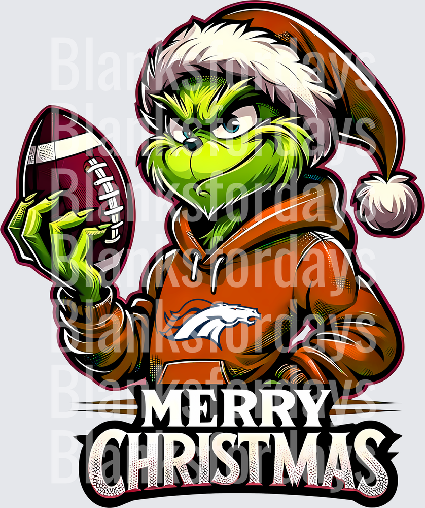Grinch Santa Denver Broncos Football Merry Christmas (DTF)