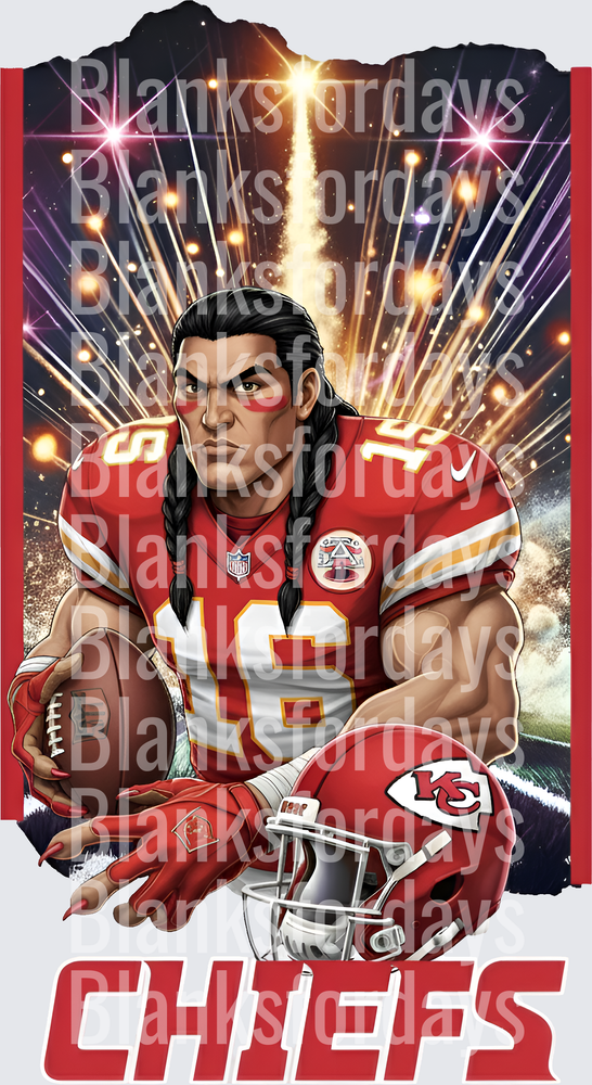 Kansas City Chiefs Warrior Anime Style Football Player Art (DTF)