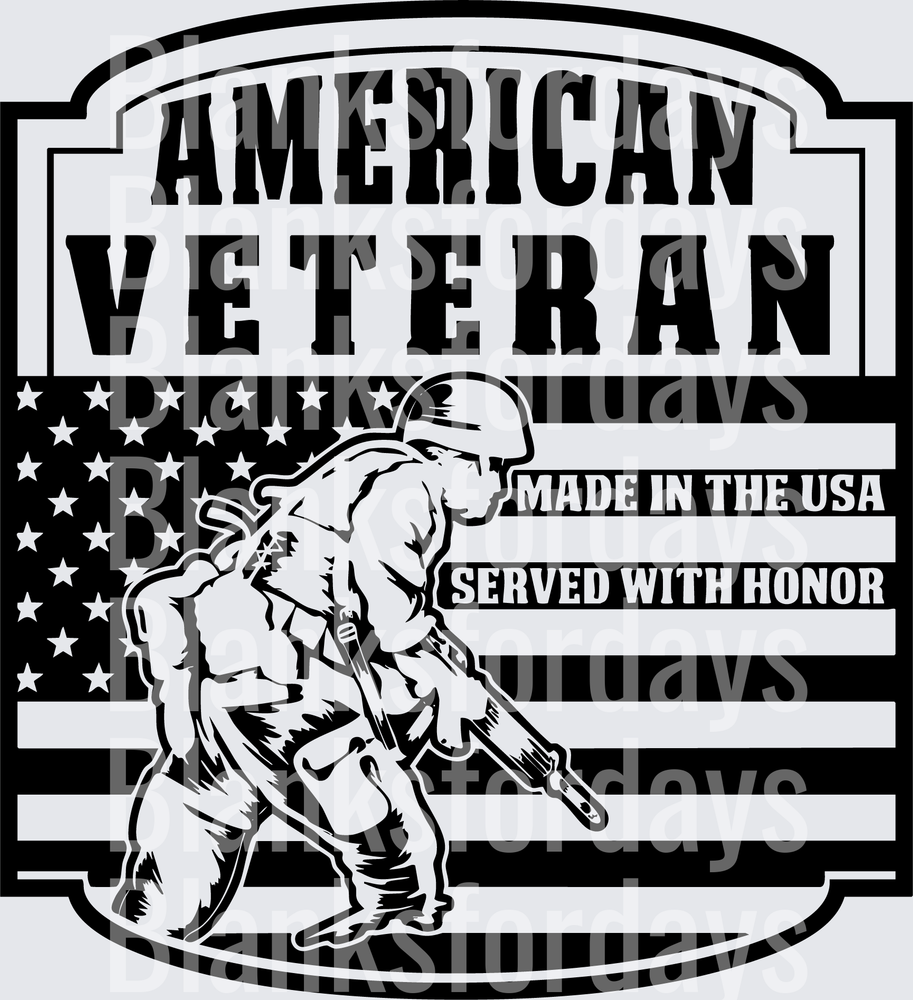 American Veteran Made in the USA Served With Honor Soldier Flag (DTF)