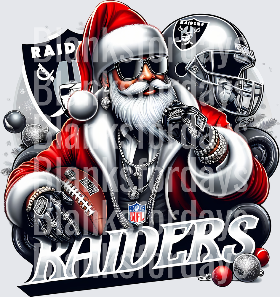 Las Vegas Raiders Swag Santa Christmas Football Design (DTF)