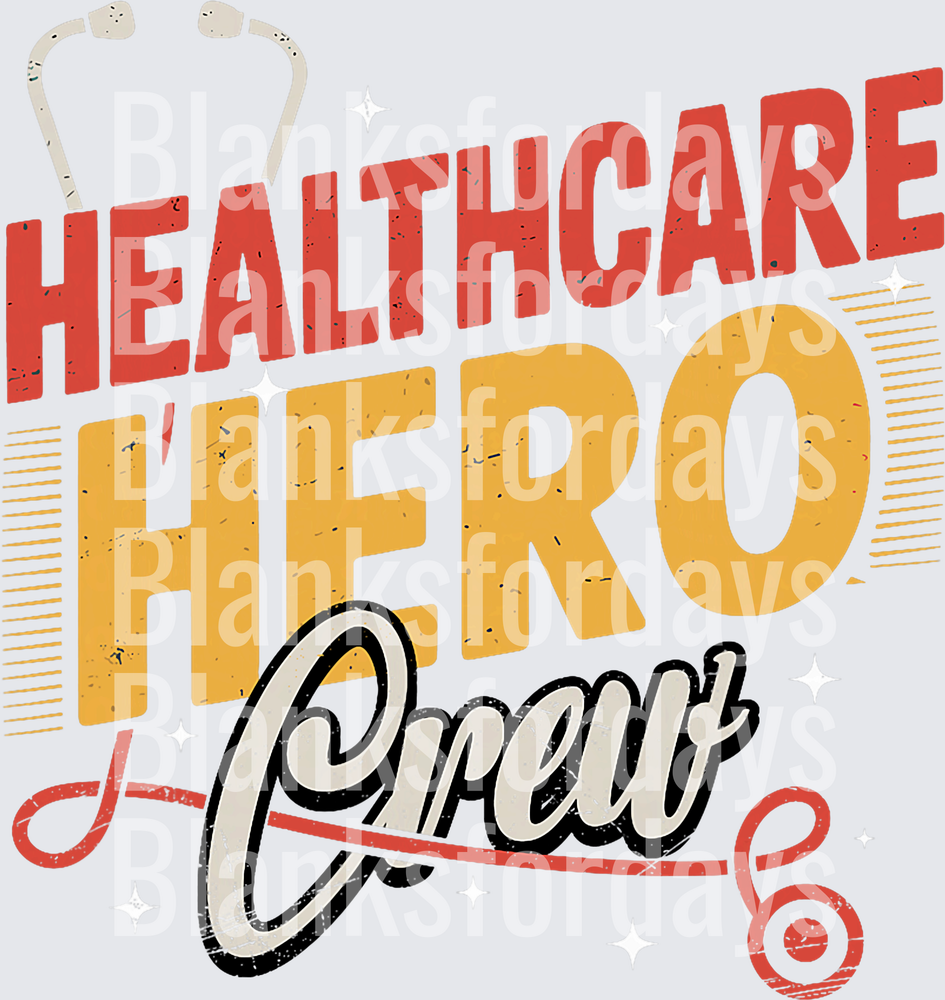 Healthcare Hero Crew Distressed Stethoscope Nurse Design (DTF)