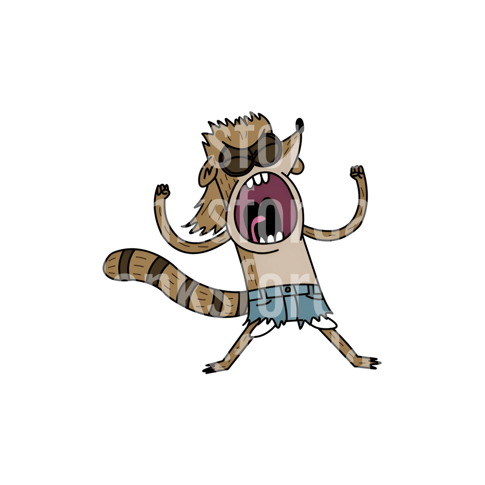 Rigby Screaming Rage Regular Show Cartoon Character (DTF)