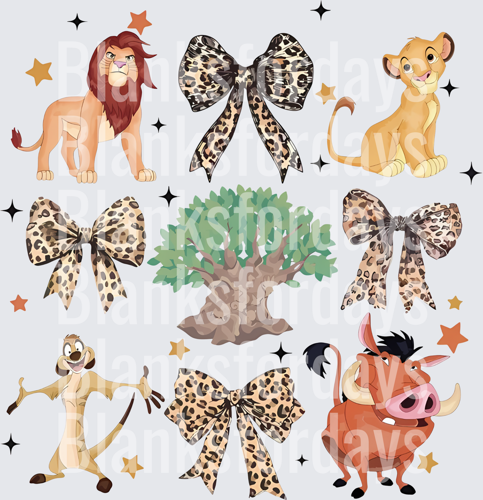 Lion King Simba Timon Pumbaa Leopard Print Coquette Bows (DTF)