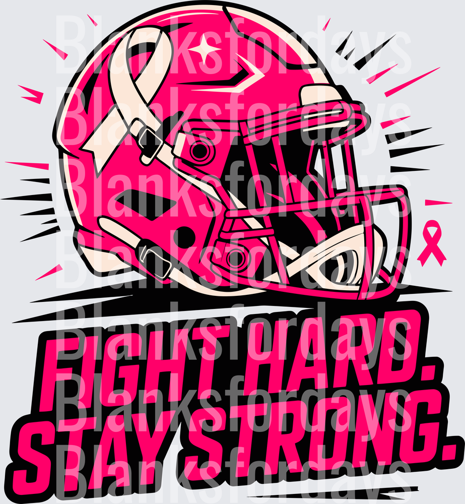 Pink Football Helmet Breast Cancer Awareness Fight Hard Stay Strong (DTF)
