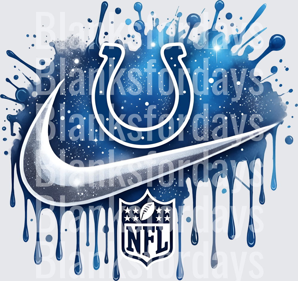 Indianapolis Colts NFL Nike Swoosh Blue Paint Splash Drip (DTF)
