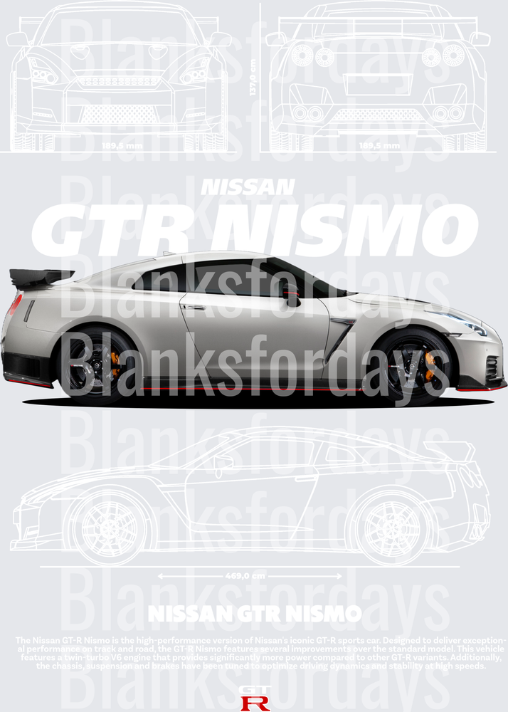 Nissan GT-R Nismo Blueprint Technical Diagram Design (DTF)