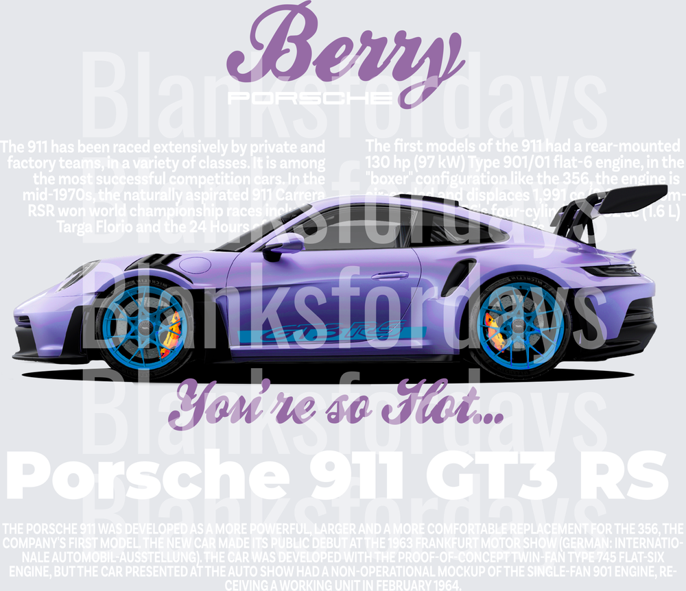 Berry Purple Porsche 911 GT3 RS You're So Hot Graphic (DTF)