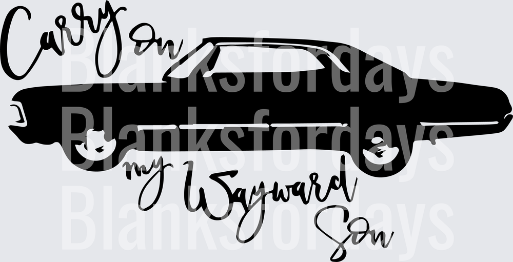 Carry On My Wayward Son Supernatural Impala Silhouette (DTF)