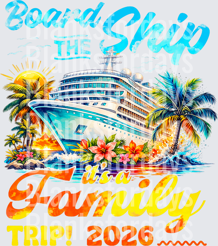 Board The Ship It's A Family Trip 2026 Tropical Cruise Design (DTF)
