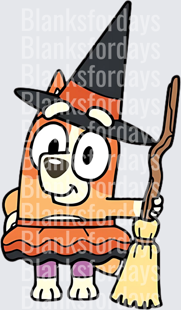 Bingo Halloween Witch Costume with Broomstick (DTF)
