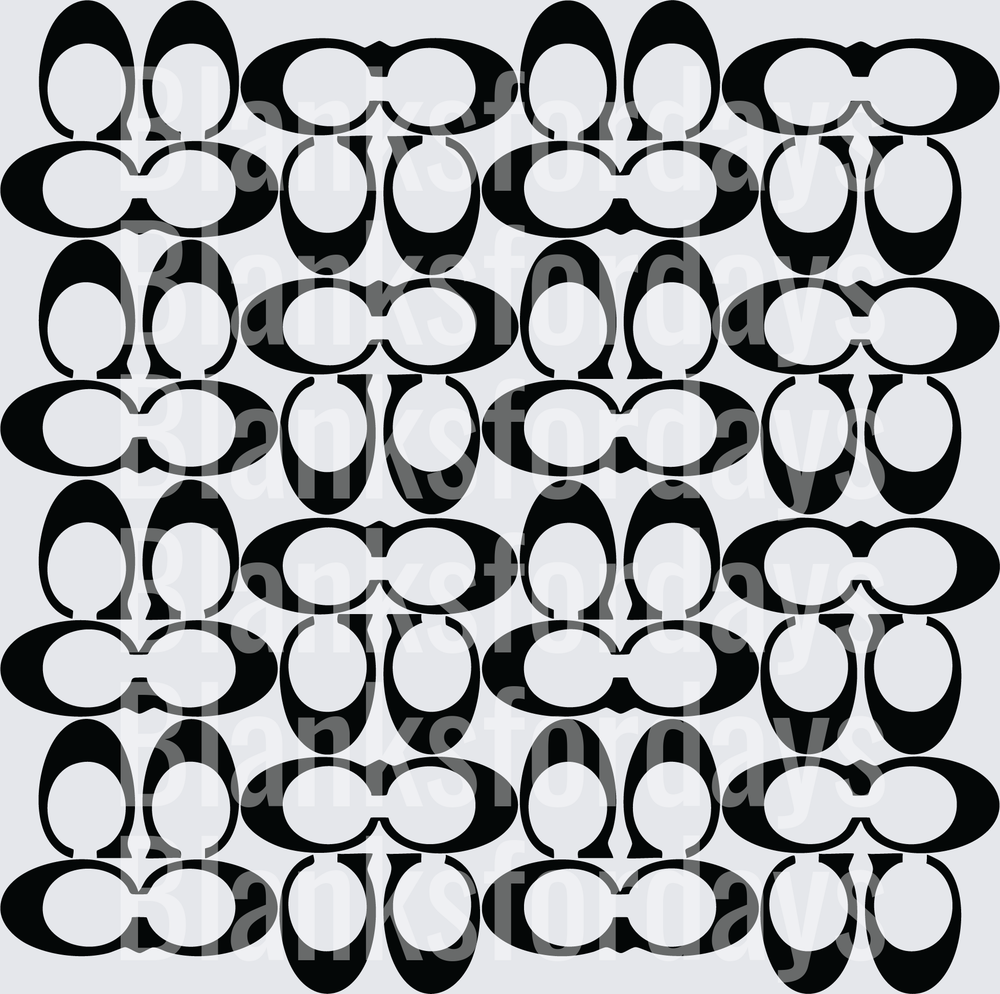 Black and White Coach Logo Monogram Repeat Pattern (DTF)