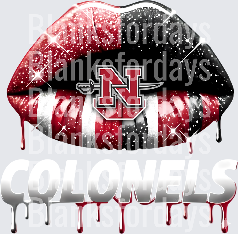 Nicholls State Colonels Dripping Glitter Lips Logo (DTF)