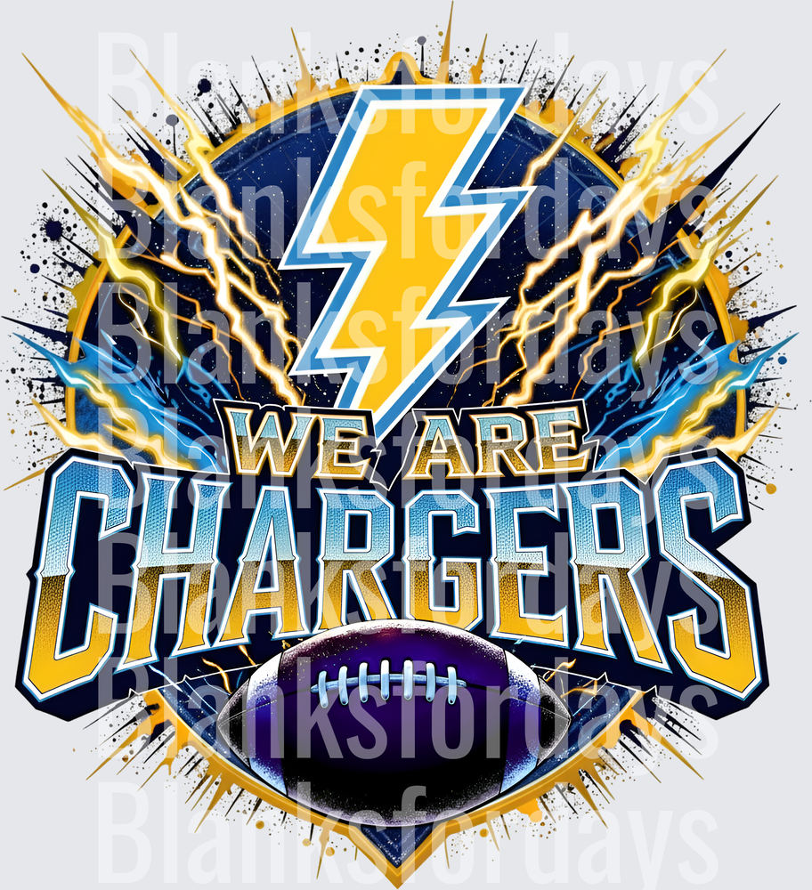 We Are Chargers Lightning Bolt Football Spirit Design (DTF)