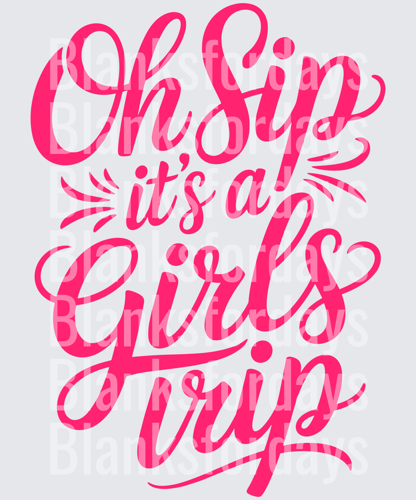 Oh Sip It's a Girls Trip Bold Pink Script Lettering (DTF)