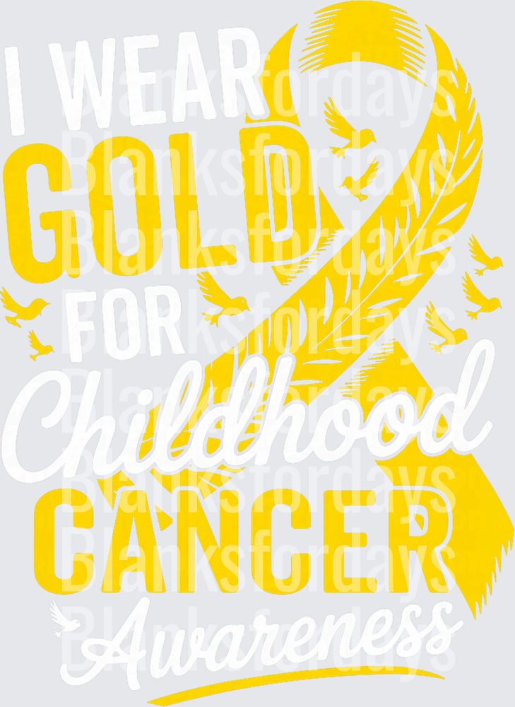 I Wear Gold For Childhood Cancer Awareness Ribbon Birds (DTF)