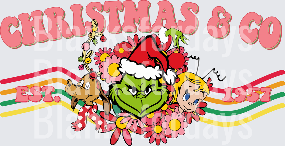 Christmas & Co Est 1957 Grinch Max Cindy Lou Retro Floral (DTF)