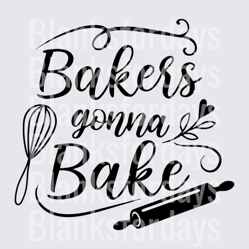 Bakers Gonna Bake Script with Whisk and Rolling Pin (DTF)