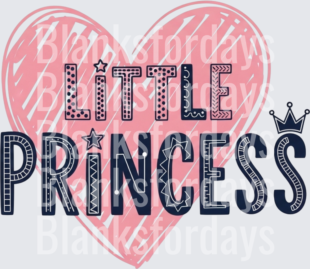 Little Princess Crown Heart Doodle Font Design (DTF)